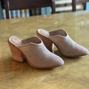 Anthropologie Suede perforated slides